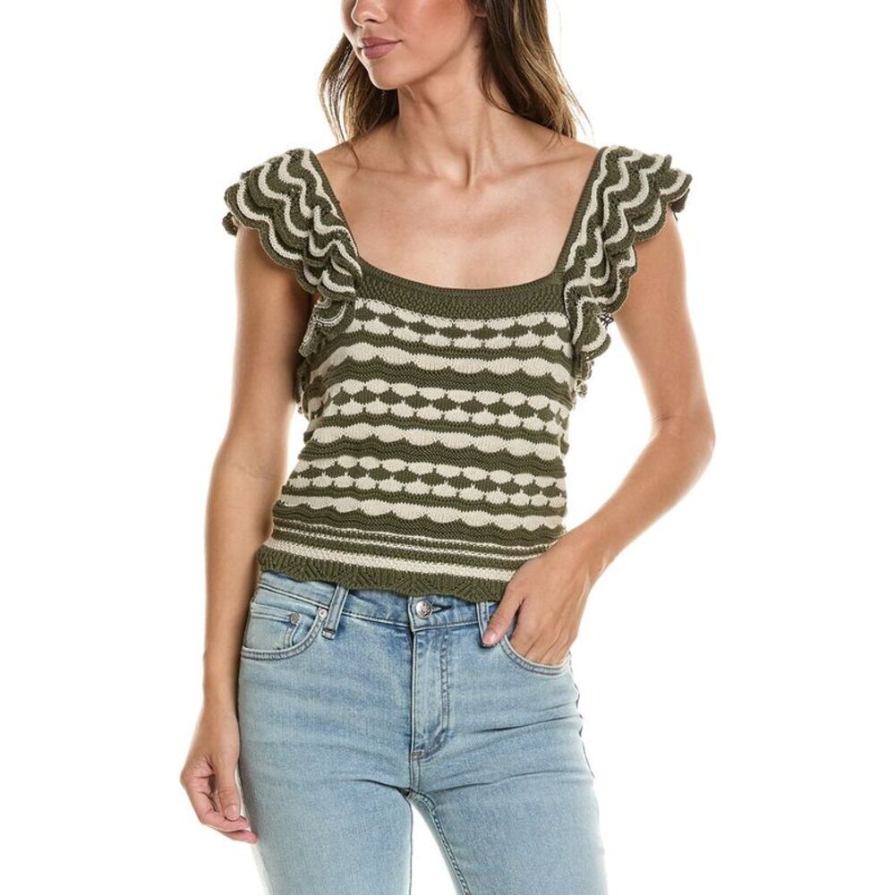 Autumn Cashmere Womens  2-Tone Knit Tank Top, Green